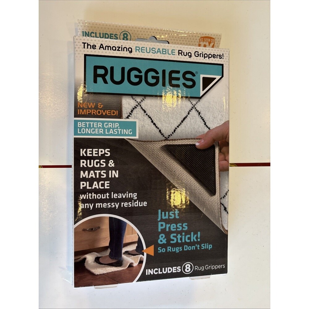 Ruggies Rug Grippers Non Slip Reusable Carpet Mat Grips 8 Pack New